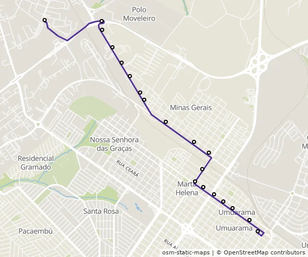 Mapa do itinerário da linha
