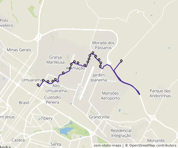 Mapa do itinerário da linha