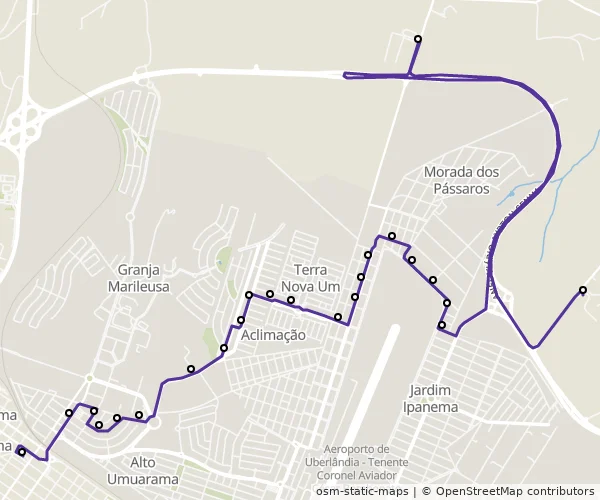 Mapa do itinerário da linha