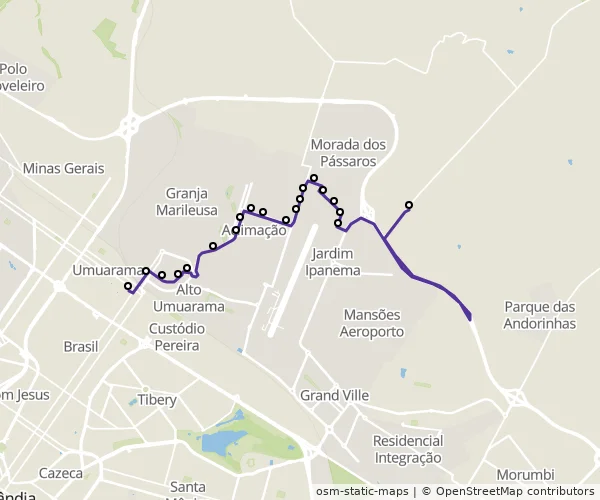 Mapa do itinerário da linha