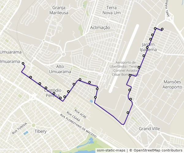 Mapa do itinerário da linha