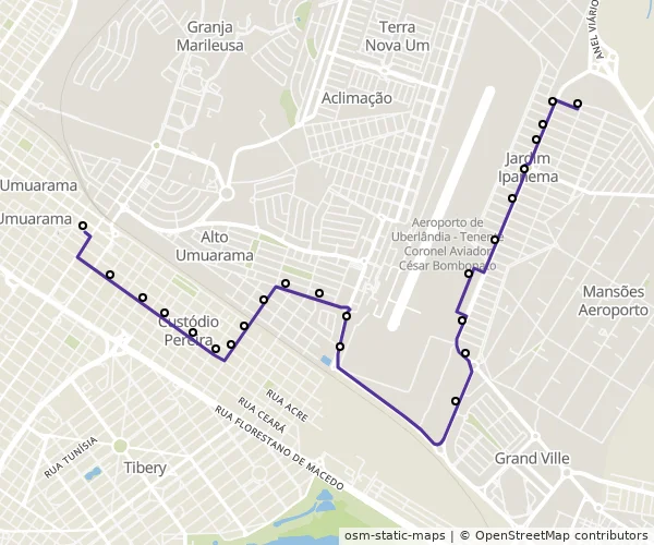 Mapa do itinerário da linha