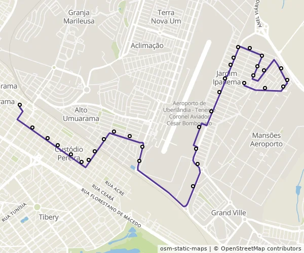 Mapa do itinerário da linha