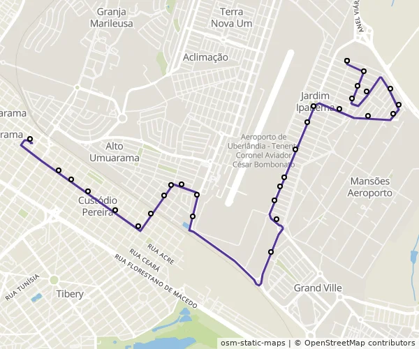 Mapa do itinerário da linha