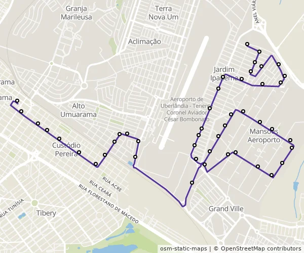 Mapa do itinerário da linha