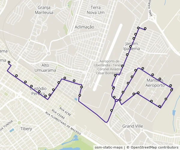 Mapa do itinerário da linha