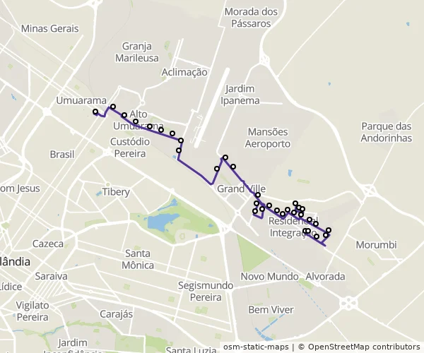 Mapa do itinerário da linha