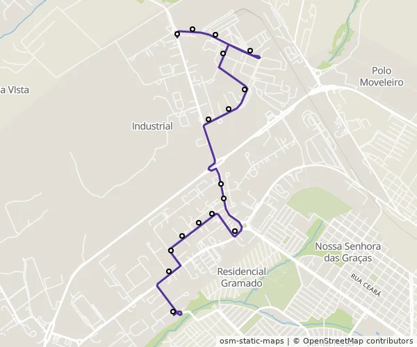 Mapa do itinerário da linha
