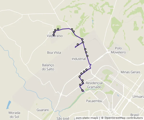 Mapa do itinerário da linha