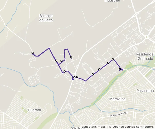 Mapa do itinerário da linha
