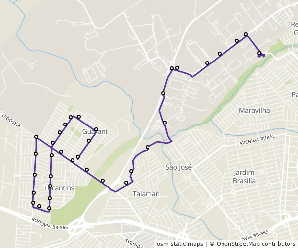 Mapa do itinerário da linha