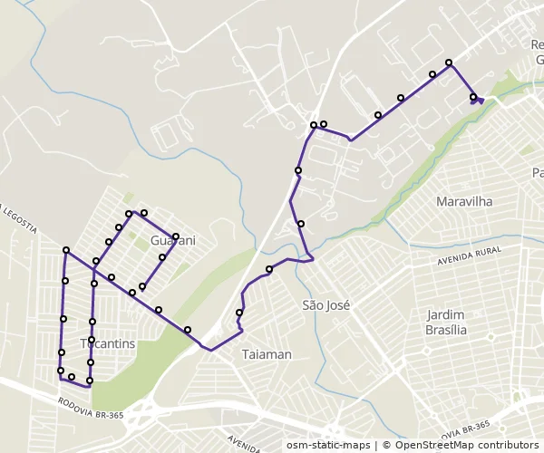 Mapa do itinerário da linha