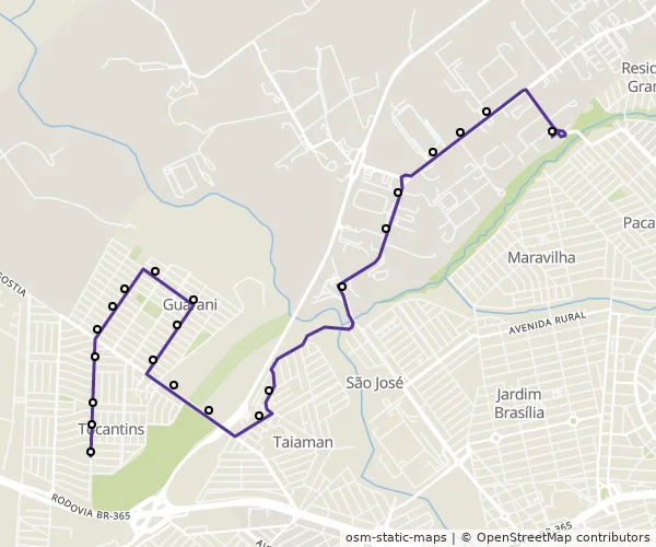 Mapa do itinerário da linha