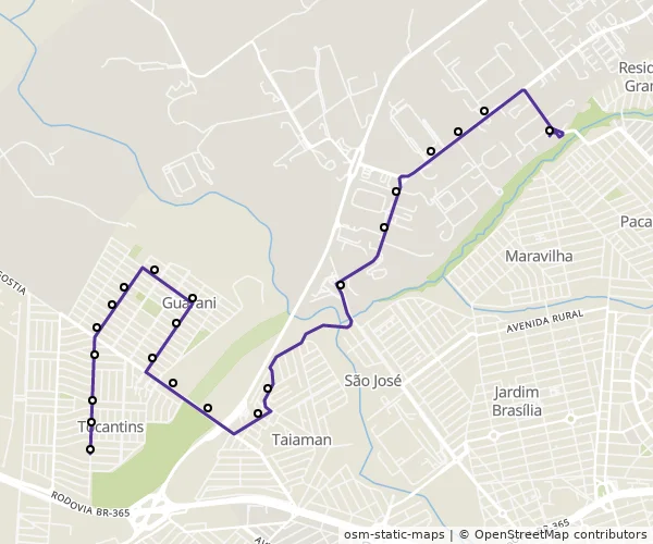 Mapa do itinerário da linha