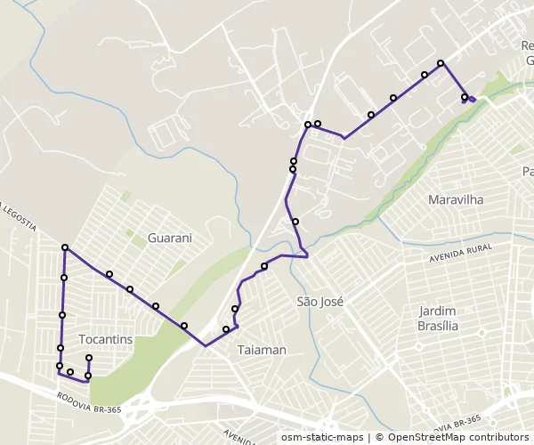 Mapa do itinerário da linha