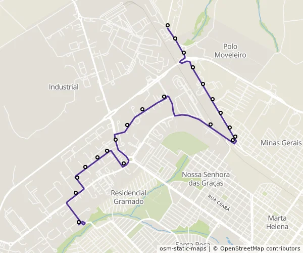 Mapa do itinerário da linha