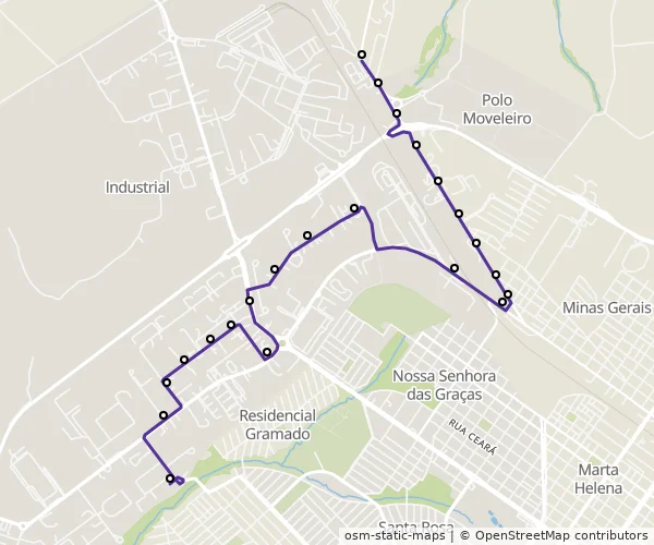Mapa do itinerário da linha
