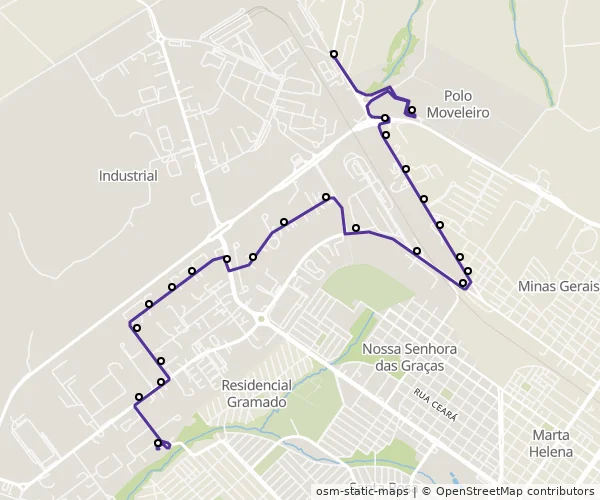 Mapa do itinerário da linha
