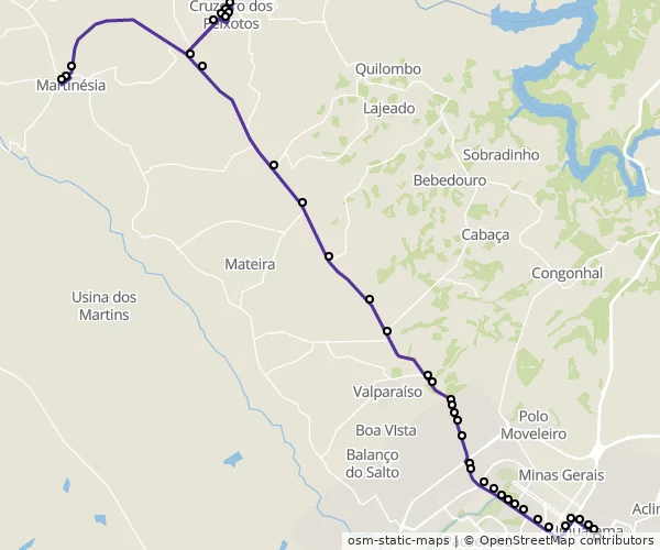 Mapa do itinerário da linha