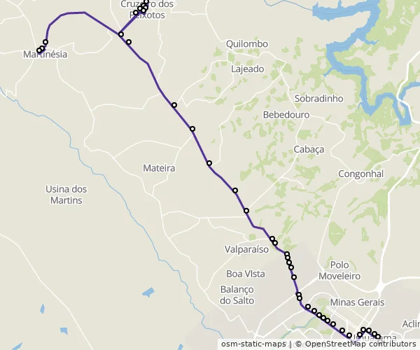 Mapa do itinerário da linha