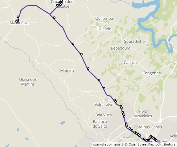 Mapa do itinerário da linha