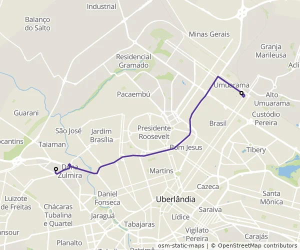 Mapa do itinerário da linha