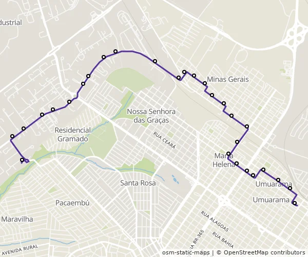 Mapa do itinerário da linha