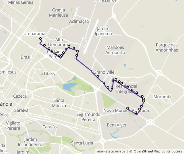 Mapa do itinerário da linha