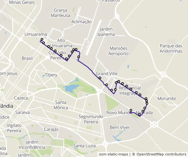 Mapa do itinerário da linha