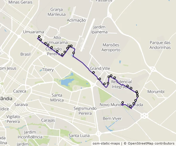 Mapa do itinerário da linha