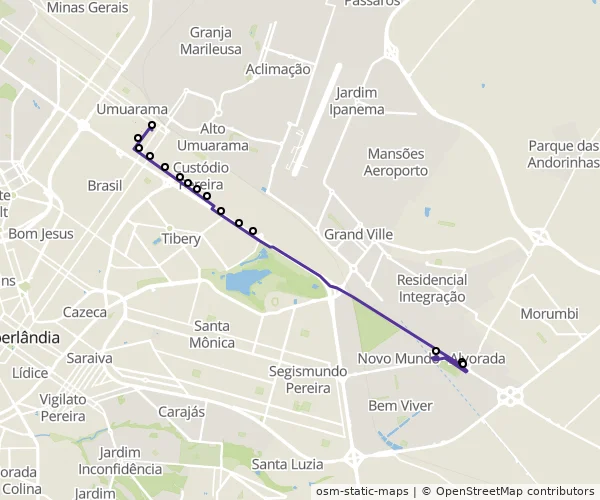 Mapa do itinerário da linha