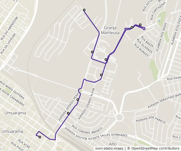 Mapa do itinerário da linha