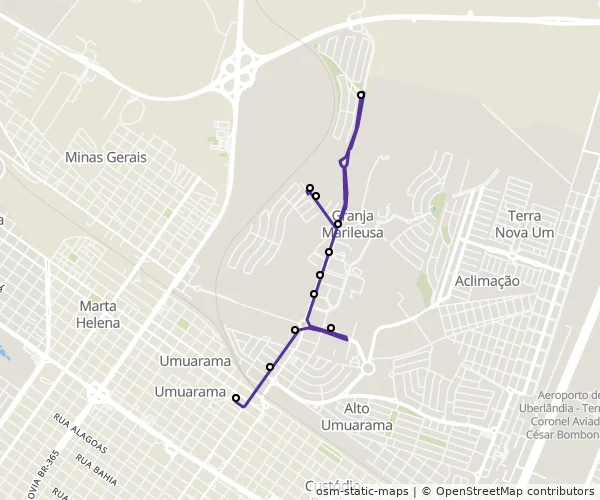 Mapa do itinerário da linha