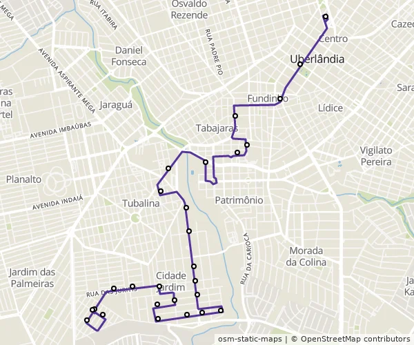Mapa do itinerário da linha