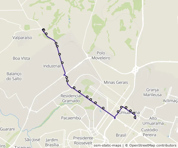 Mapa do itinerário da linha