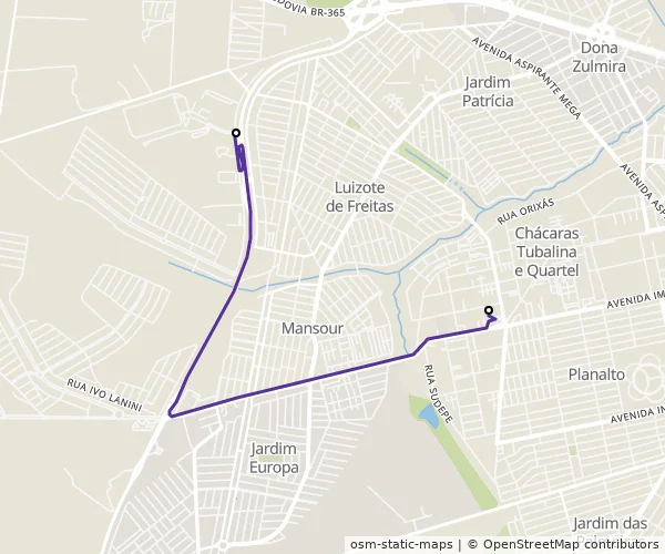Mapa do itinerário da linha