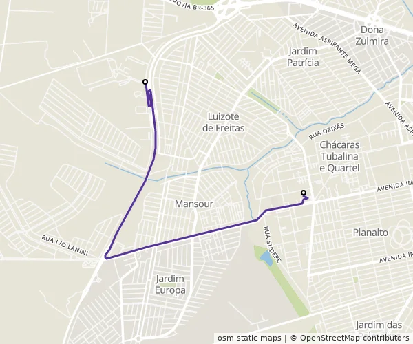 Mapa do itinerário da linha