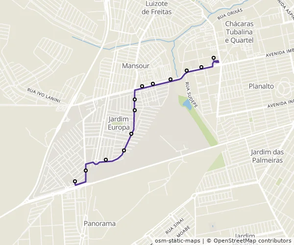 Mapa do itinerário da linha