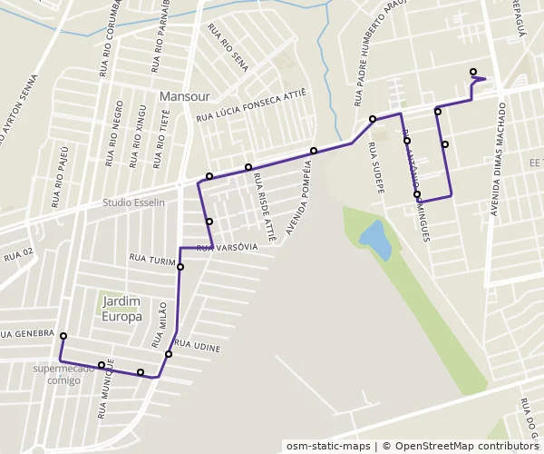Mapa do itinerário da linha