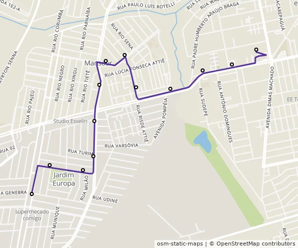 Mapa do itinerário da linha
