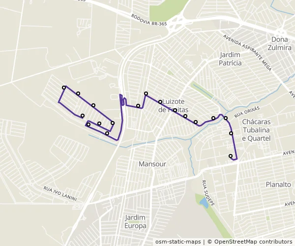 Mapa do itinerário da linha