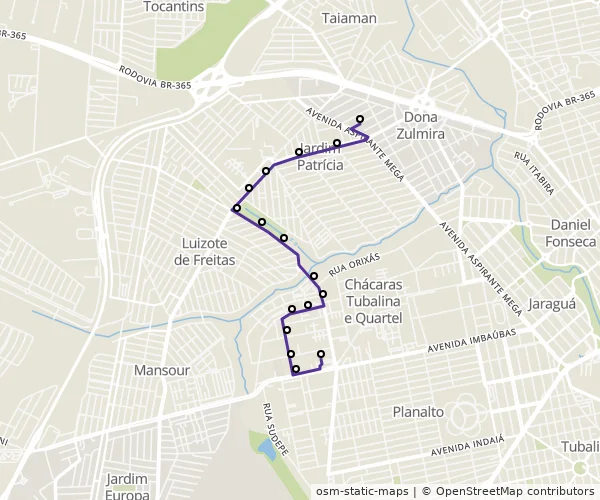 Mapa do itinerário da linha