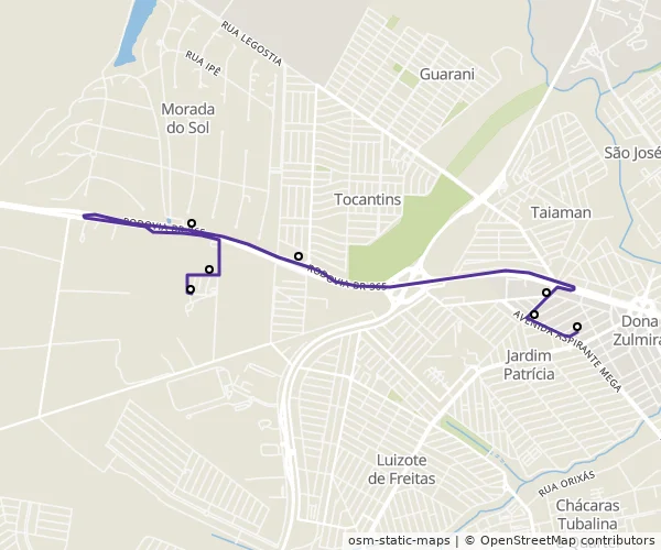 Mapa do itinerário da linha