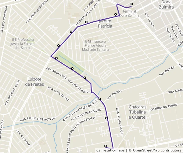 Mapa do itinerário da linha