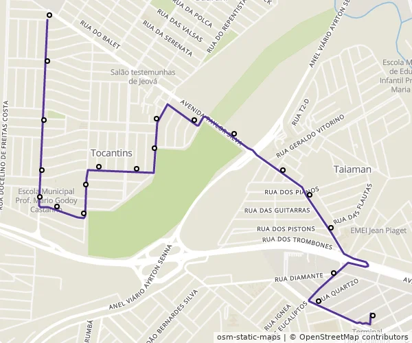 Mapa do itinerário da linha