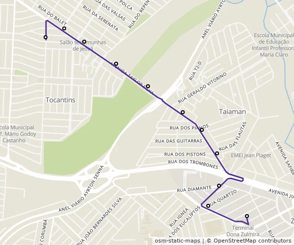Mapa do itinerário da linha