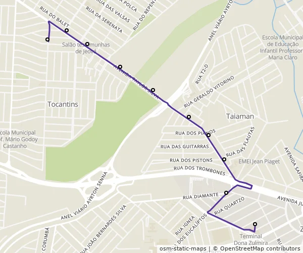Mapa do itinerário da linha