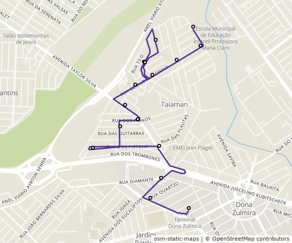 Mapa do itinerário da linha