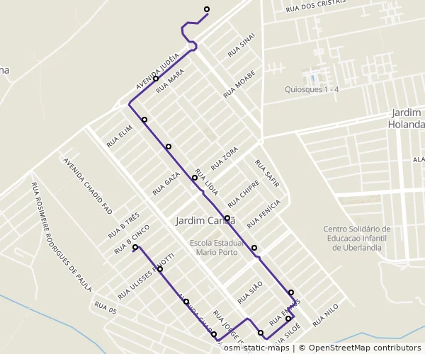 Mapa do itinerário da linha