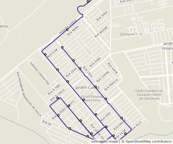 Mapa do itinerário da linha